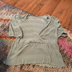 ASOS Curve Deep V Neck Short Sleeve Ruffle Blouse